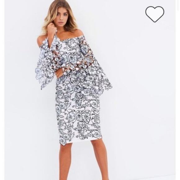 PASDUCHAS Ivy Grove Floral Bell Sleeve Off the Shoulder Midi Dress - Picture 2 of 14